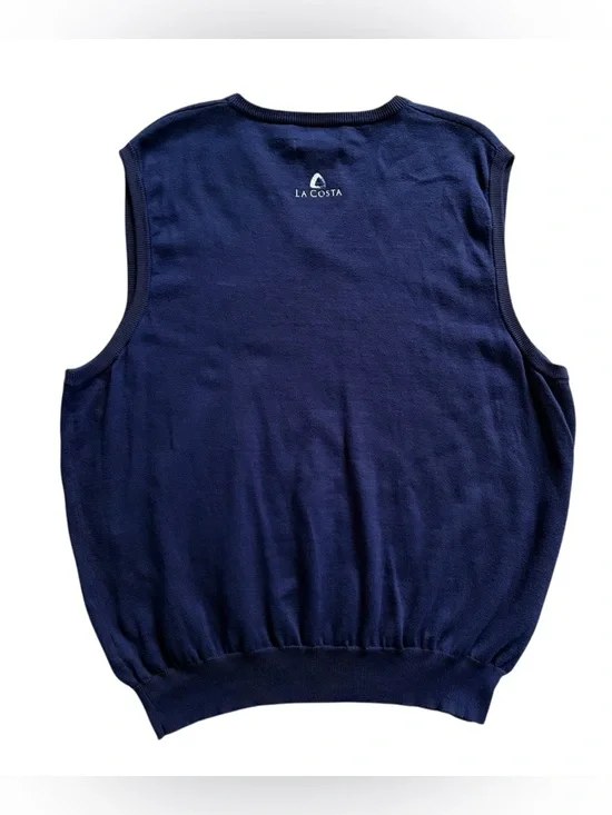 Polo Golf Ralph Lauren Sweater Vest Mens XL Blue Knit 100% Cotton V Neck Preppy - Picture 11 of 12